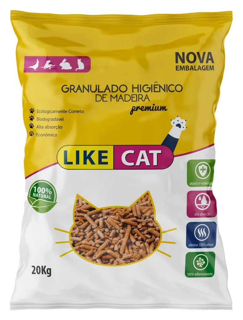 Embalagem de 20 kg do granulado Like Cat